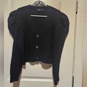 Marc New York Black Cardigan with Puffed Sleeves